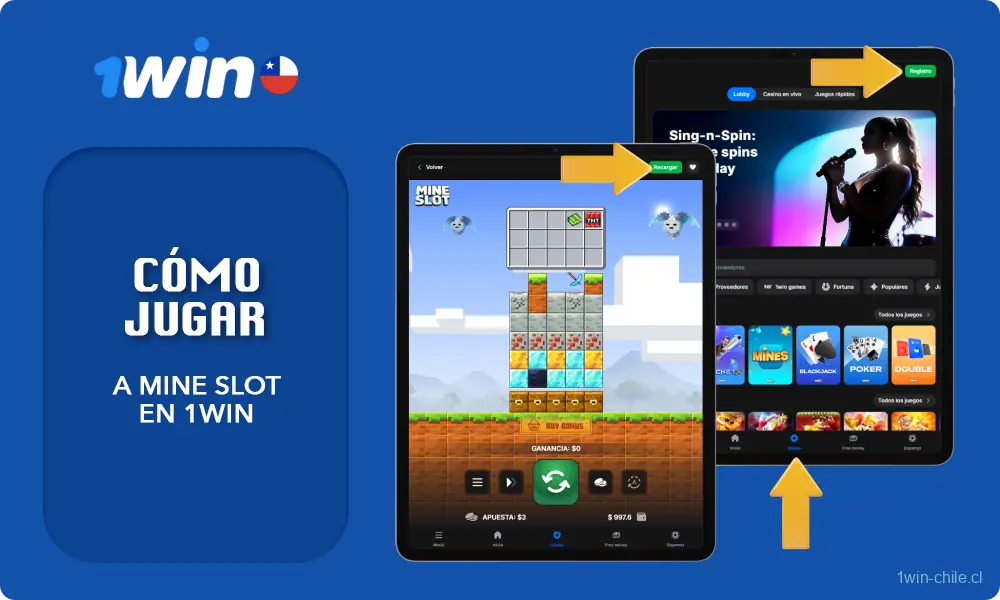 Para empezar a jugar a Mine Slot, los jugadores de Chile deben primero crear una cuenta en 1win y recargar su saldo